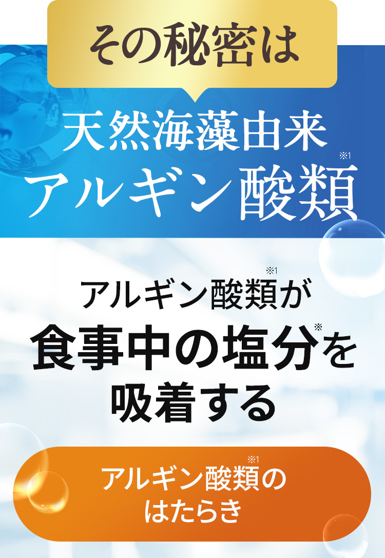 アルギン酸類は塩分の一部を吸着して体外へ流します