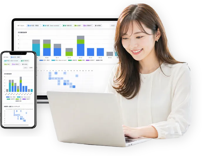 ibee connect（アイビーコネクト）の管理画面を利用する女性