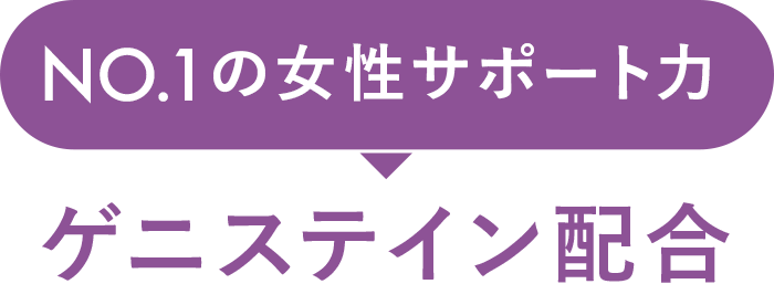 イソフラボンから作られる２つの成分、そのまま働く「ゲニステイン」とエクオールに変わる「ダイゼイン」を配合。より効率的な働きが期待できます。